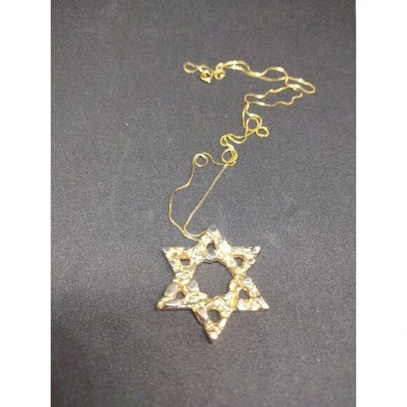 RINC Chunky Star of David Pendant and Chain 24K Gold Over 925 Silver - Picture 2 of 4
